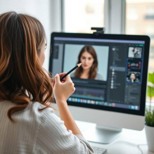 Sarah Thompson editing a photo on her computer